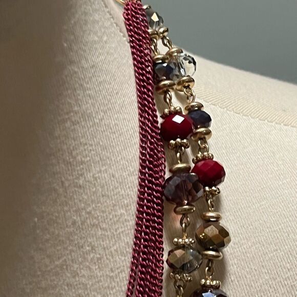 Premier Designs Elegant Multi-Strand Red and Gold Necklace #PDNK2 - Picture 6 of 8